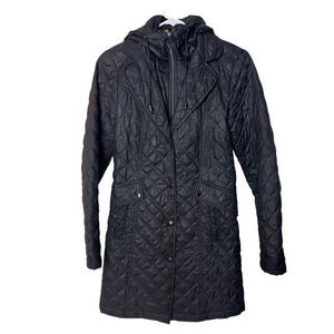 Laundry By Shelli Segal Quilted Black Coat With Leopard Lining - XS